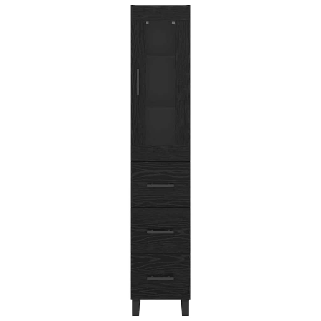 Highboard Black Oak 34.5 x 34 x 180 cm Engineered Wood
