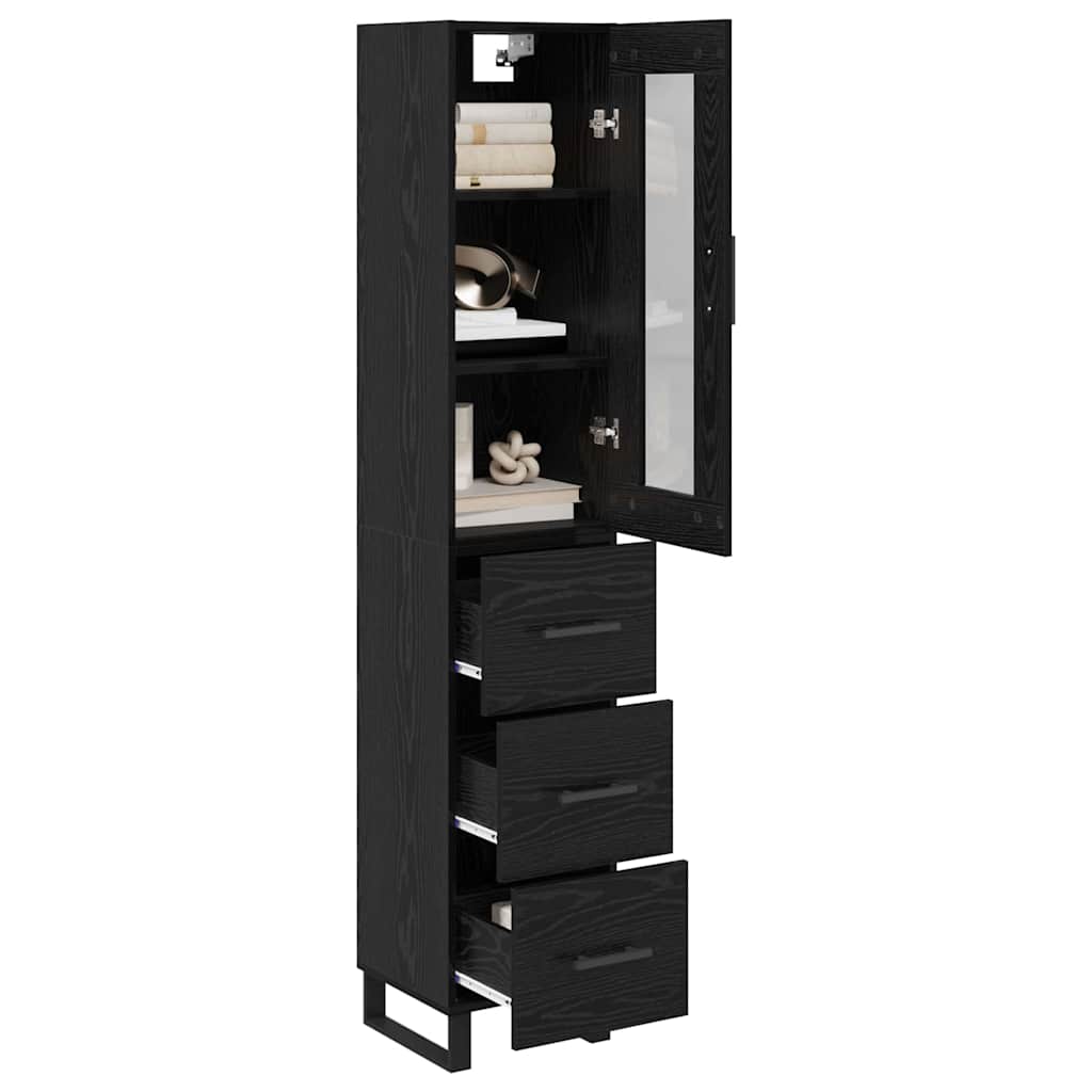 Highboard Black Oak 34.5 x 34 x 180 cm Engineered Wood