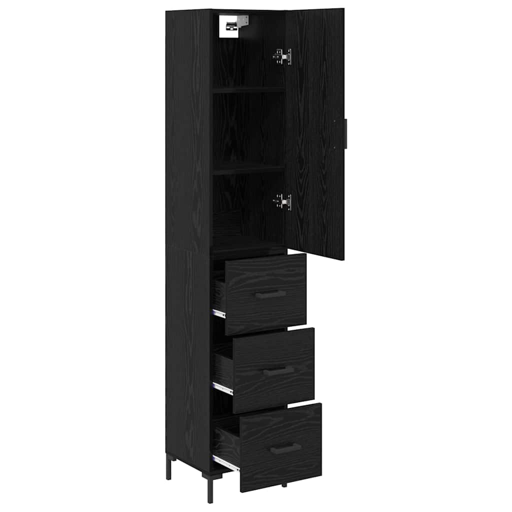 Highboard Black Oak 34.5 x 34 x 180 cm Engineered Wood