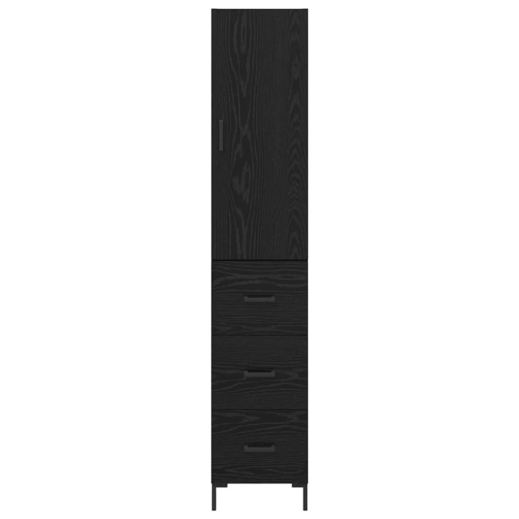 Highboard Black Oak 34.5 x 34 x 180 cm Engineered Wood