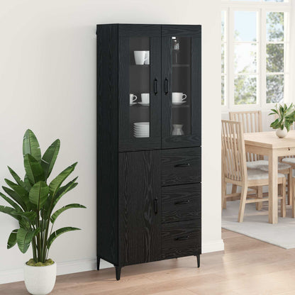 Highboard Black Oak 69.5 x 34 x 180 cm Engineered Wood