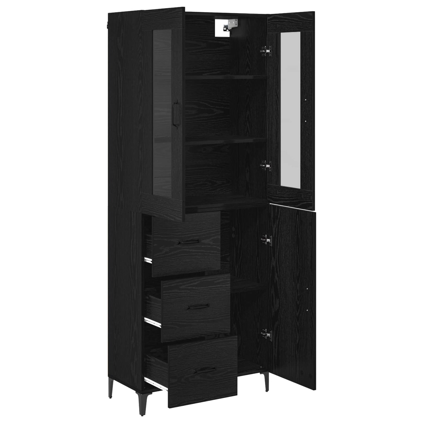 Highboard Black Oak 69.5 x 34 x 180 cm Engineered Wood