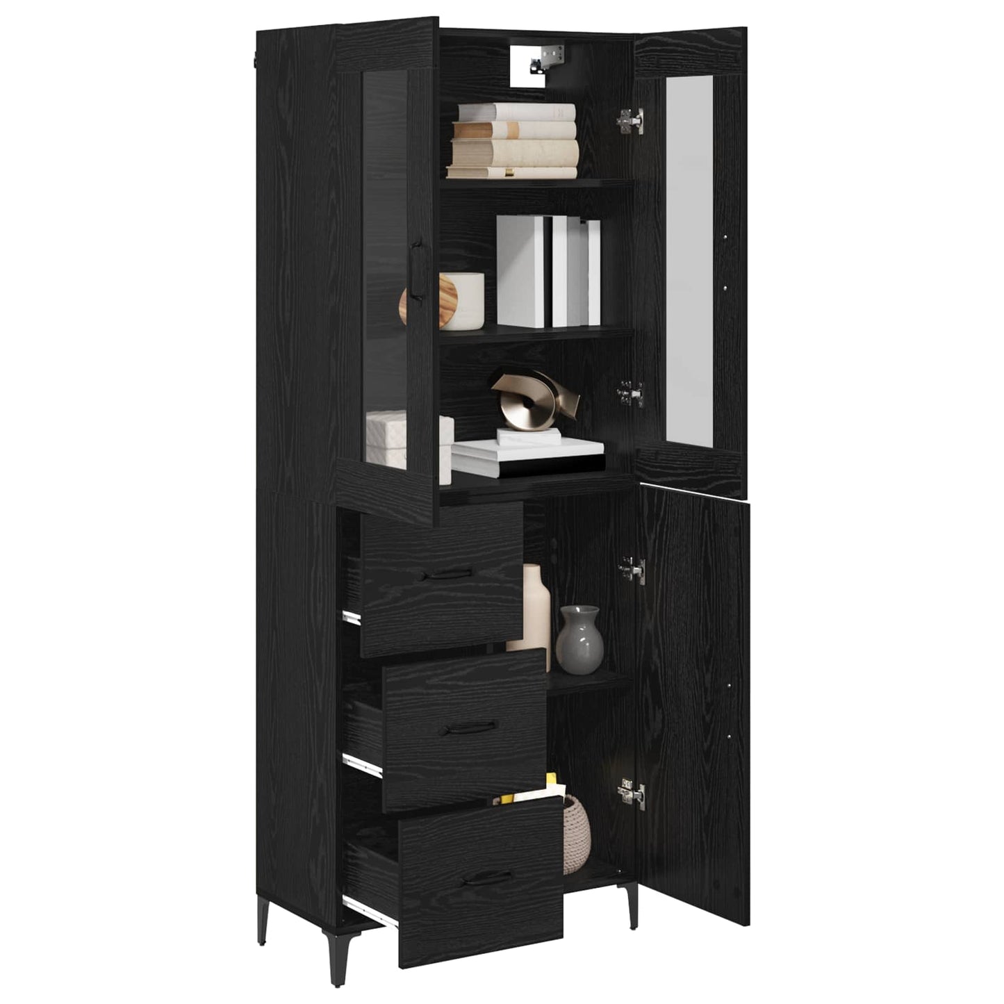 Highboard Black Oak 69.5 x 34 x 180 cm Engineered Wood