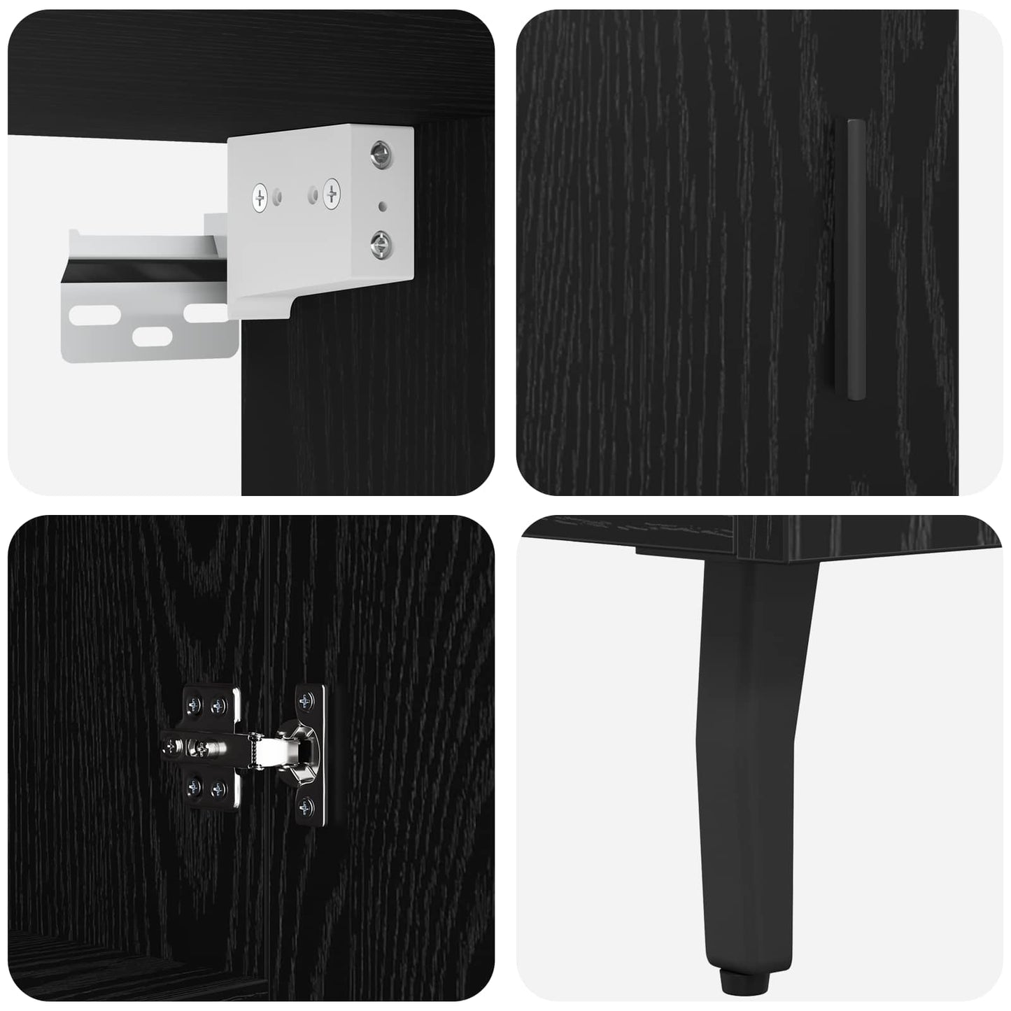 Highboard 2 pcs Black Oak Engineered Wood