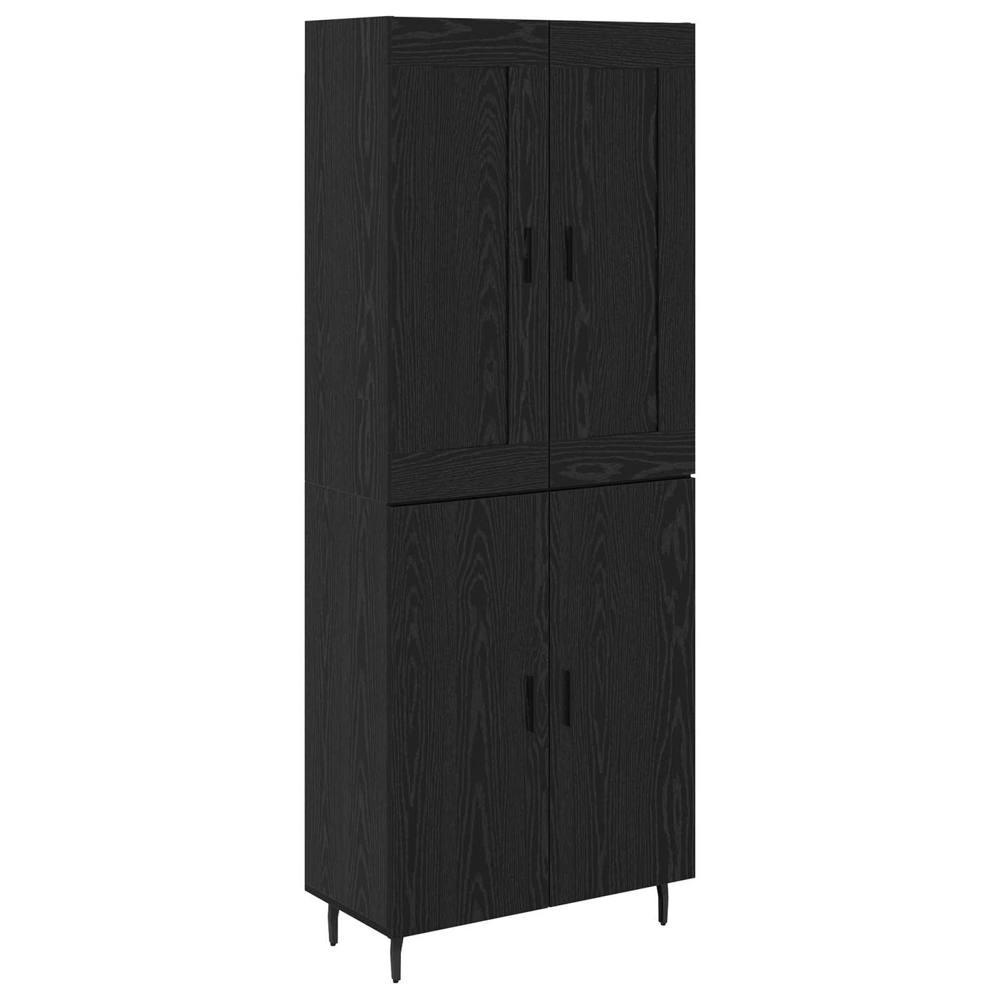 Highboard 2 pcs Black Oak Engineered Wood