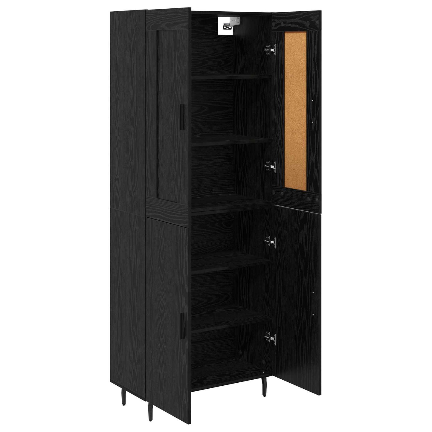 Highboard 2 pcs Black Oak Engineered Wood