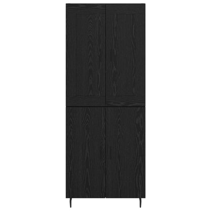 Highboard 2 pcs Black Oak Engineered Wood
