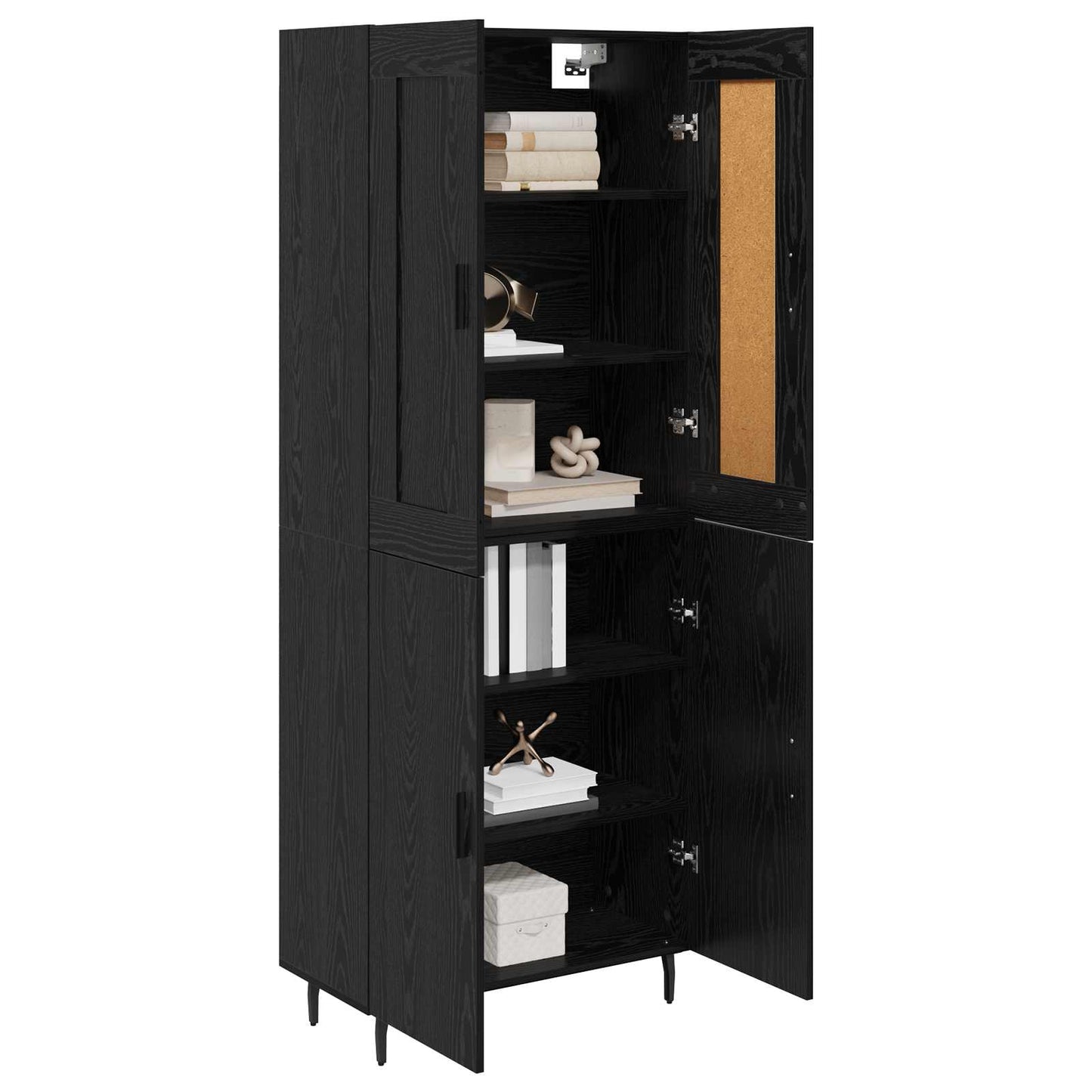 Highboard 2 pcs Black Oak Engineered Wood