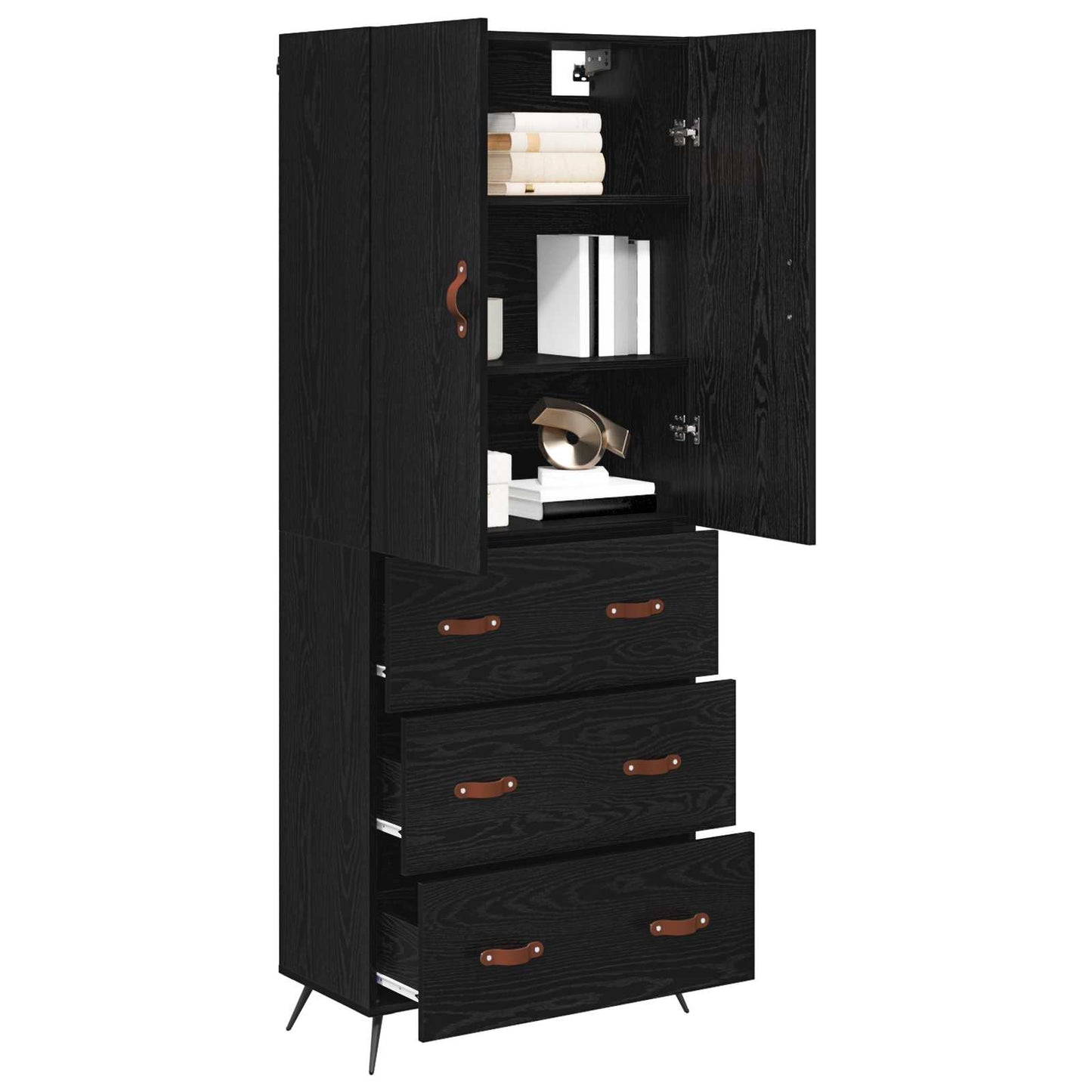 Highboard Black Oak 69.5 x 34 x 180 cm Engineered Wood