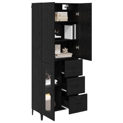 Highboard Black Oak 69.5 x 34 x 180 cm Engineered Wood