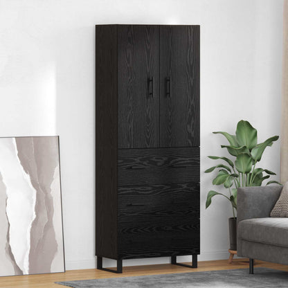 Highboard with Drawer 2 pcs Black Oak 69.5 x 34 x 180 cm
