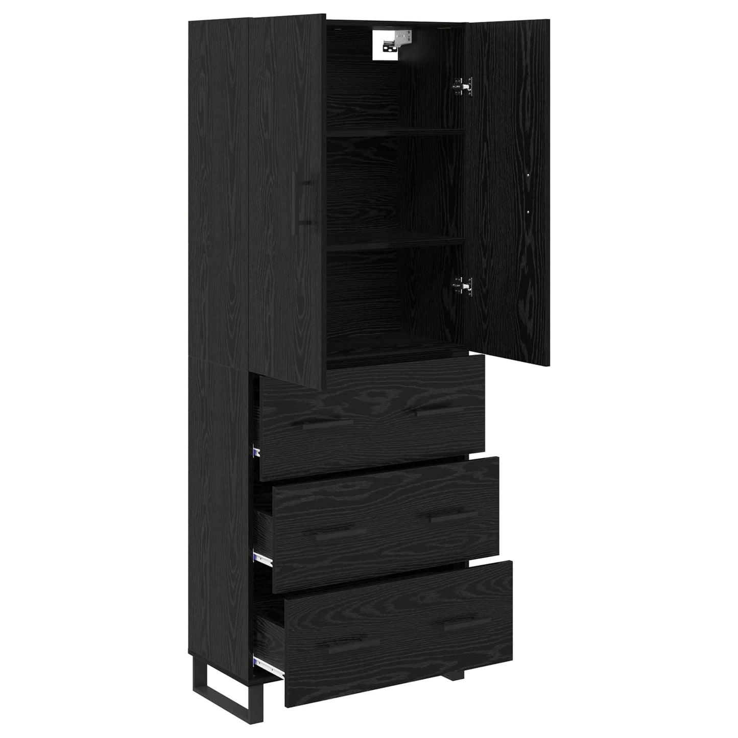 Highboard with Drawer 2 pcs Black Oak 69.5 x 34 x 180 cm