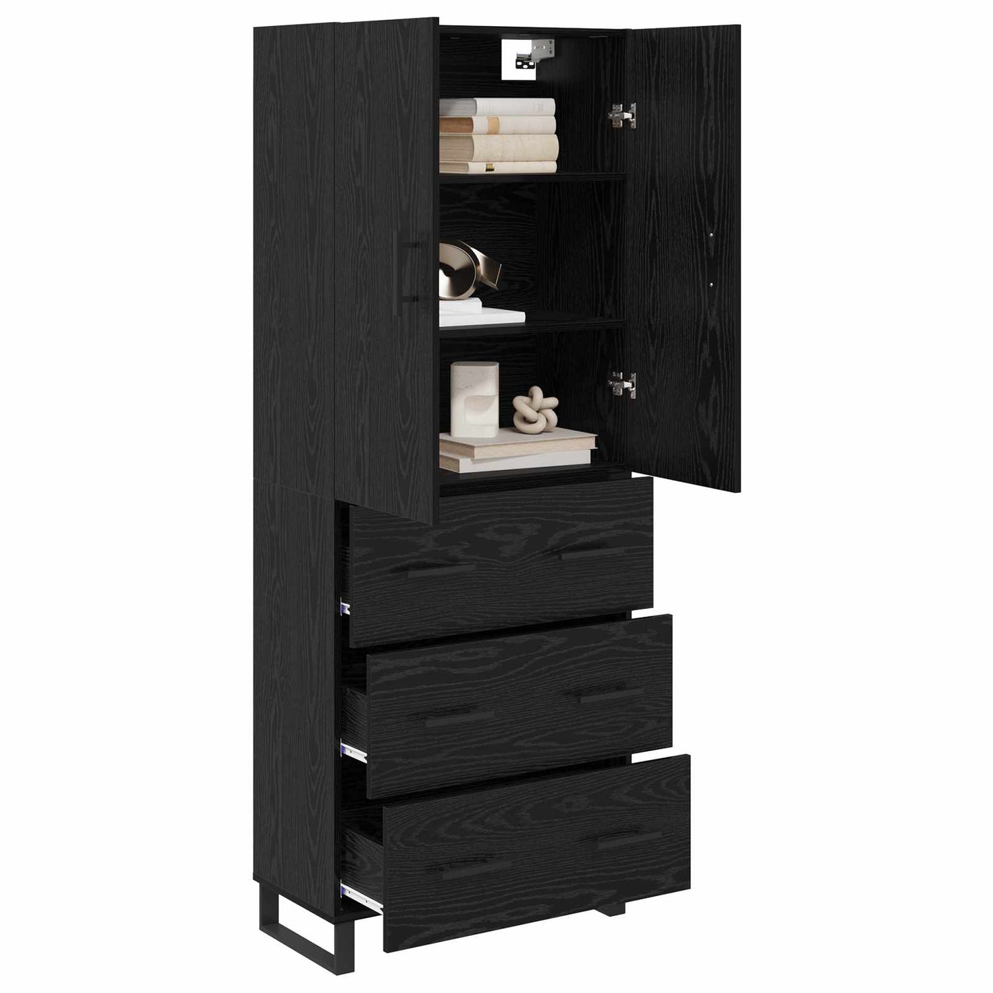 Highboard with Drawer 2 pcs Black Oak 69.5 x 34 x 180 cm