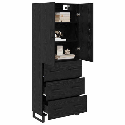 Highboard with Drawer 2 pcs Black Oak 69.5 x 34 x 180 cm