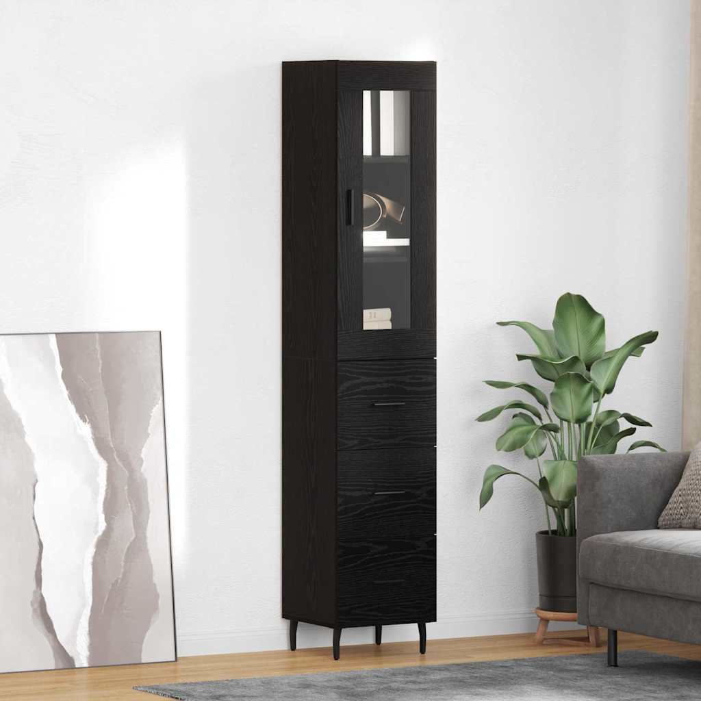 Highboard Black Oak 34.5 x 34 x 180 cm Engineered Wood