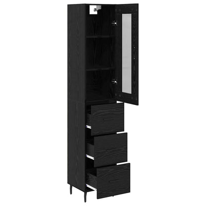 Highboard Black Oak 34.5 x 34 x 180 cm Engineered Wood