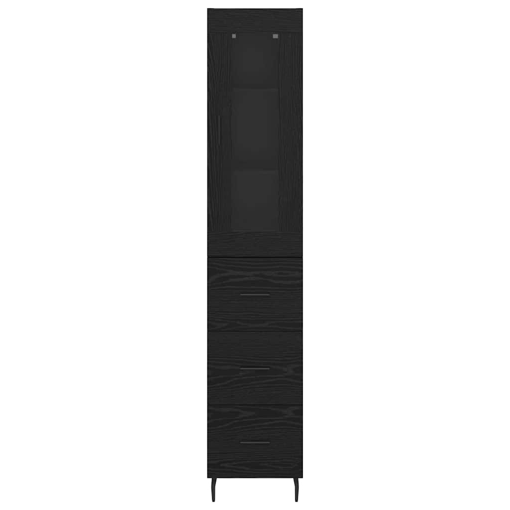 Highboard Black Oak 34.5 x 34 x 180 cm Engineered Wood