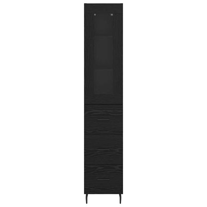 Highboard Black Oak 34.5 x 34 x 180 cm Engineered Wood