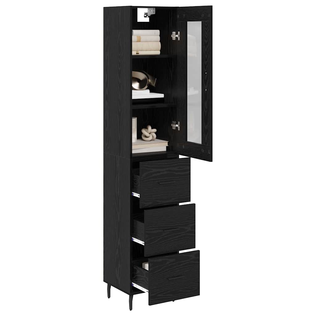 Highboard Black Oak 34.5 x 34 x 180 cm Engineered Wood