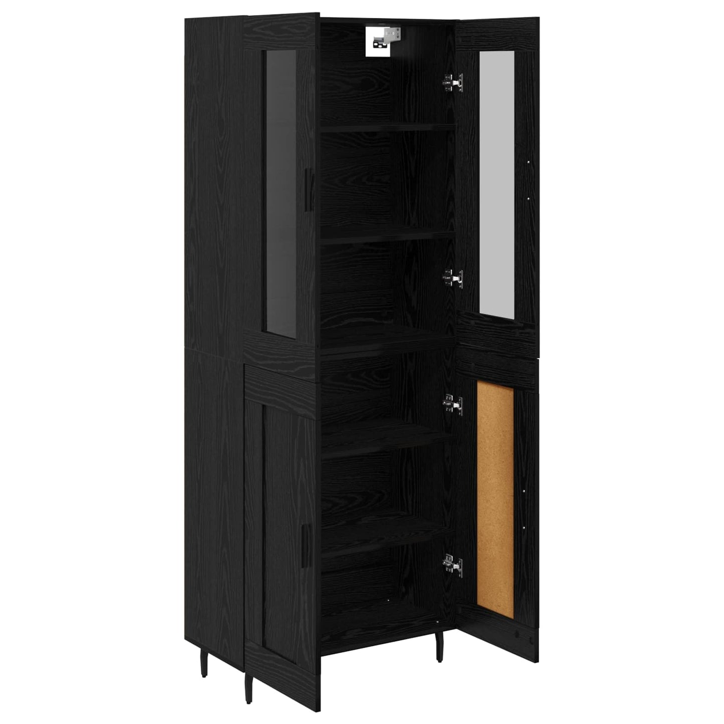 Highboard 2 pcs Black Oak Engineered Wood