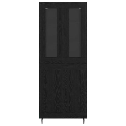 Highboard 2 pcs Black Oak Engineered Wood