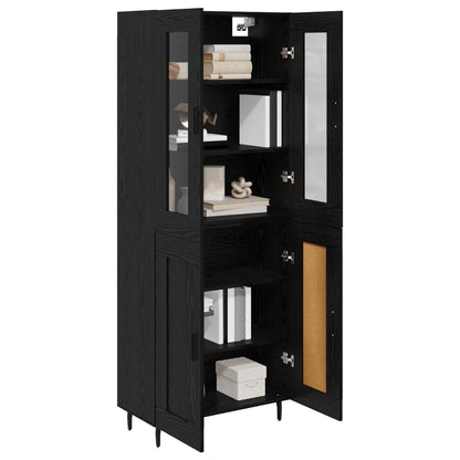 Highboard 2 pcs Black Oak Engineered Wood