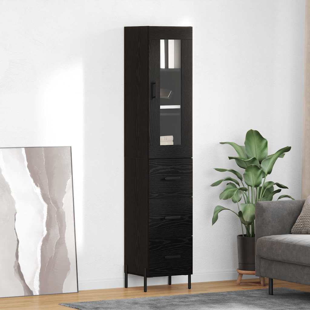 Highboard Black Oak 34.5 x 34 x 180 cm Engineered Wood