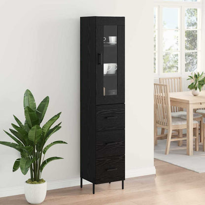 Highboard Black Oak 34.5 x 34 x 180 cm Engineered Wood