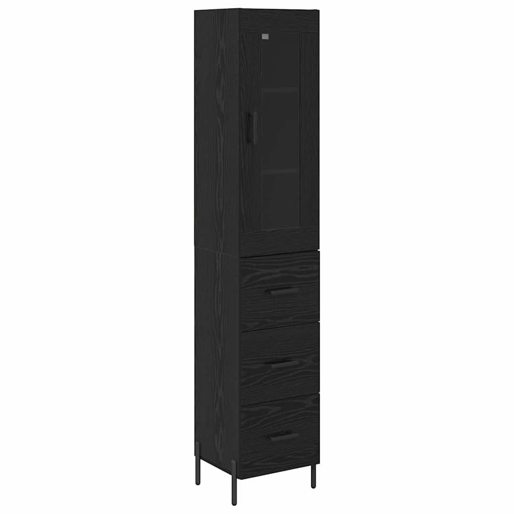 Highboard Black Oak 34.5 x 34 x 180 cm Engineered Wood