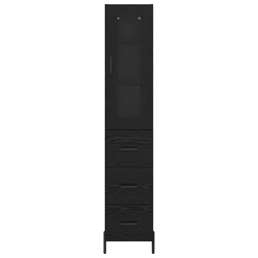 Highboard Black Oak 34.5 x 34 x 180 cm Engineered Wood