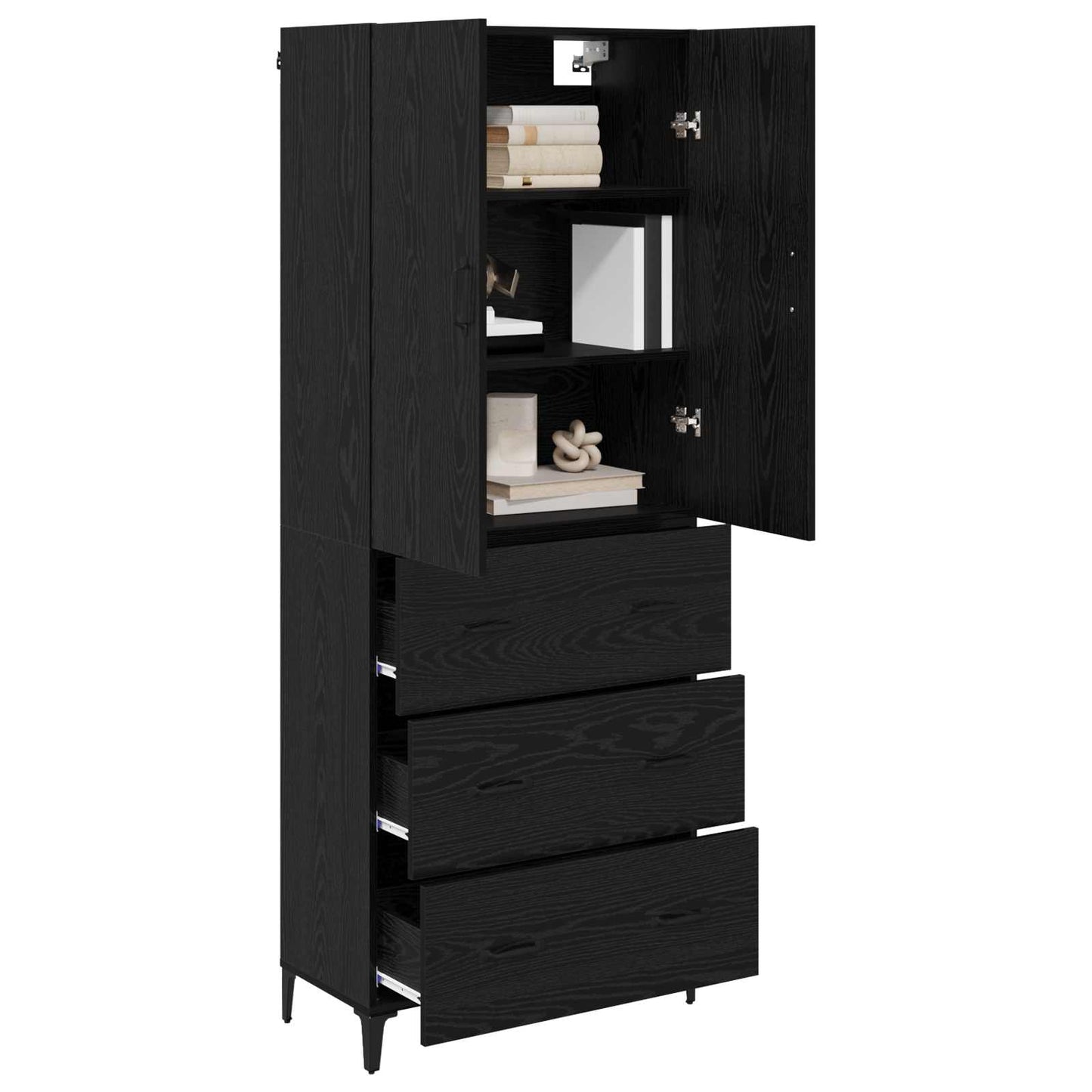 Highboard Black Oak 69.5 x 34 x 180 cm Engineered Wood