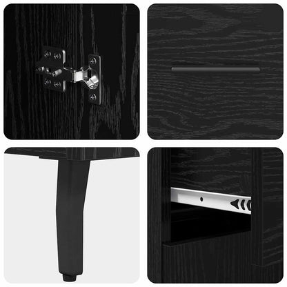 Highboard with Drawer 2 pcs Black Oak Engineered Wood