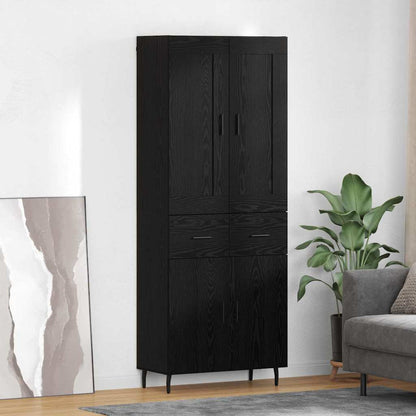 Highboard with Drawer 2 pcs Black Oak Engineered Wood