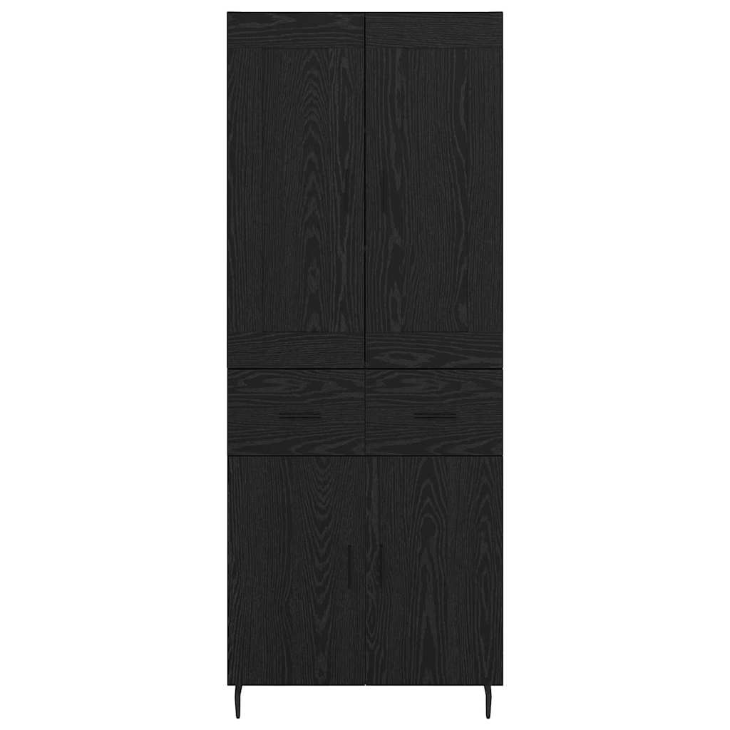 Highboard with Drawer 2 pcs Black Oak Engineered Wood
