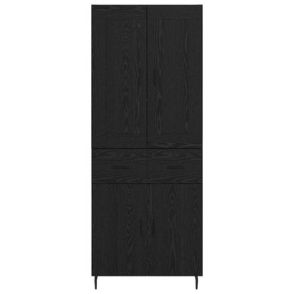 Highboard with Drawer 2 pcs Black Oak Engineered Wood