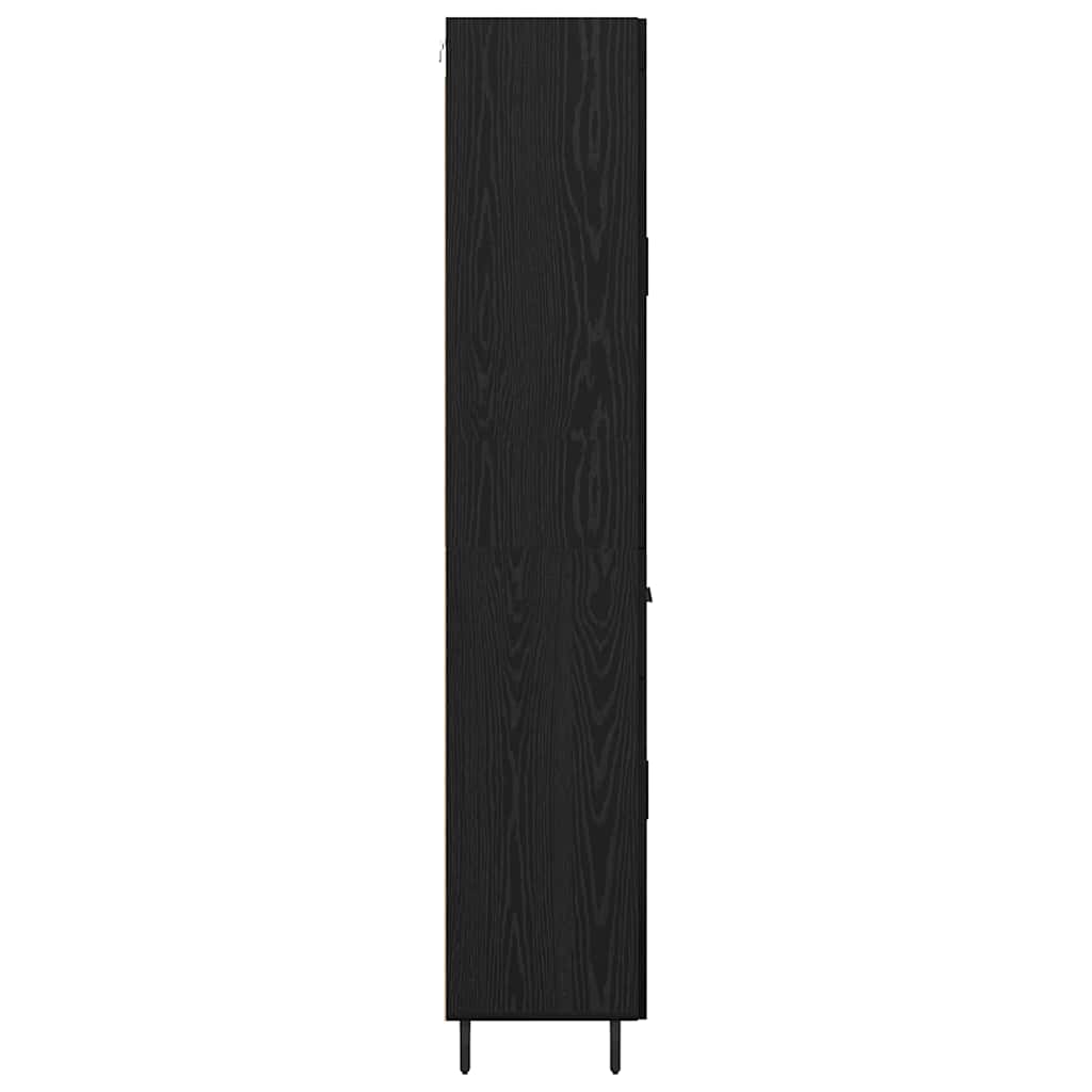 Highboard with Drawer 2 pcs Black Oak Engineered Wood