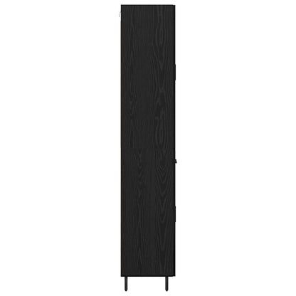 Highboard with Drawer 2 pcs Black Oak Engineered Wood