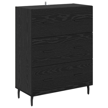 Highboard with Drawer 2 pcs Black Oak Engineered Wood