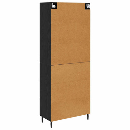 Highboard with Drawer 2 pcs Black Oak Engineered Wood