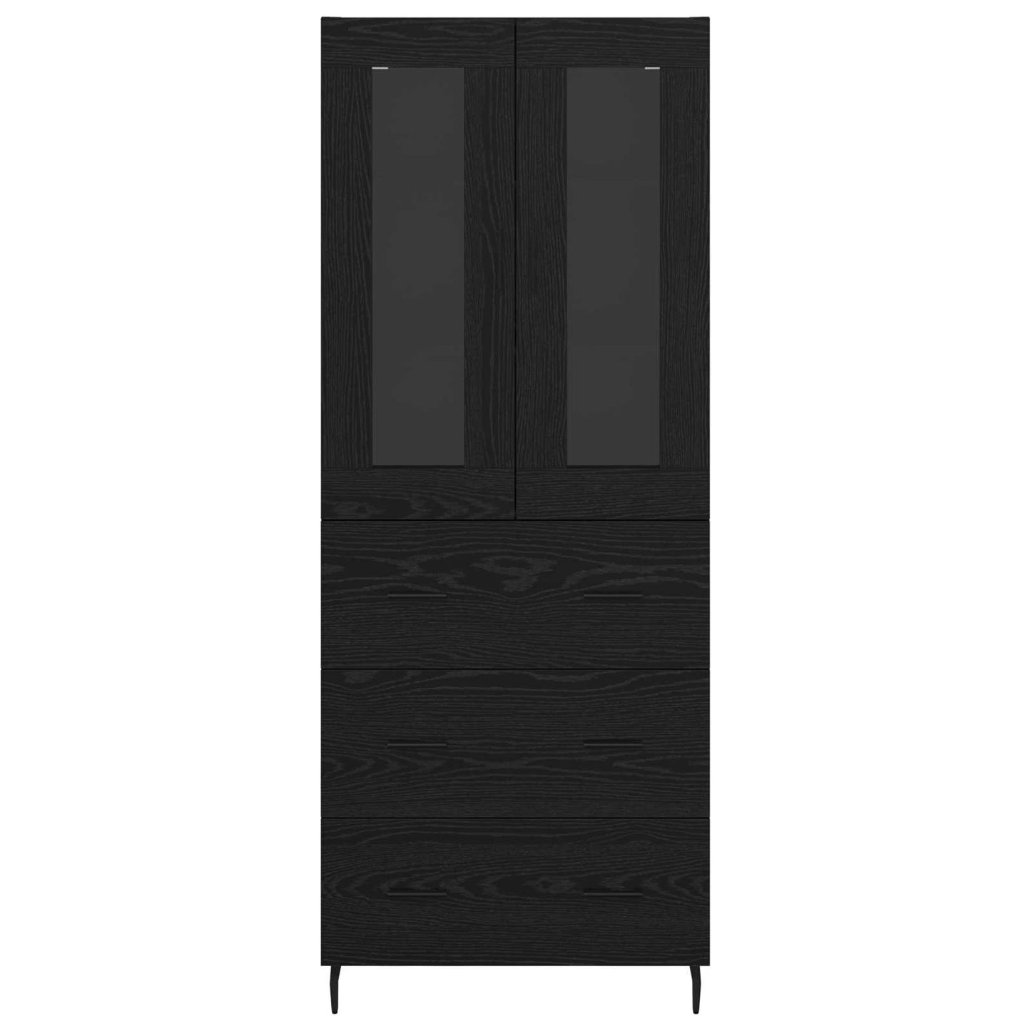 Highboard with Drawer 2 pcs Black Oak Engineered Wood