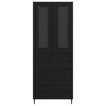 Highboard with Drawer 2 pcs Black Oak Engineered Wood