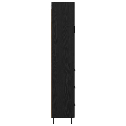 Highboard with Drawer 2 pcs Black Oak Engineered Wood