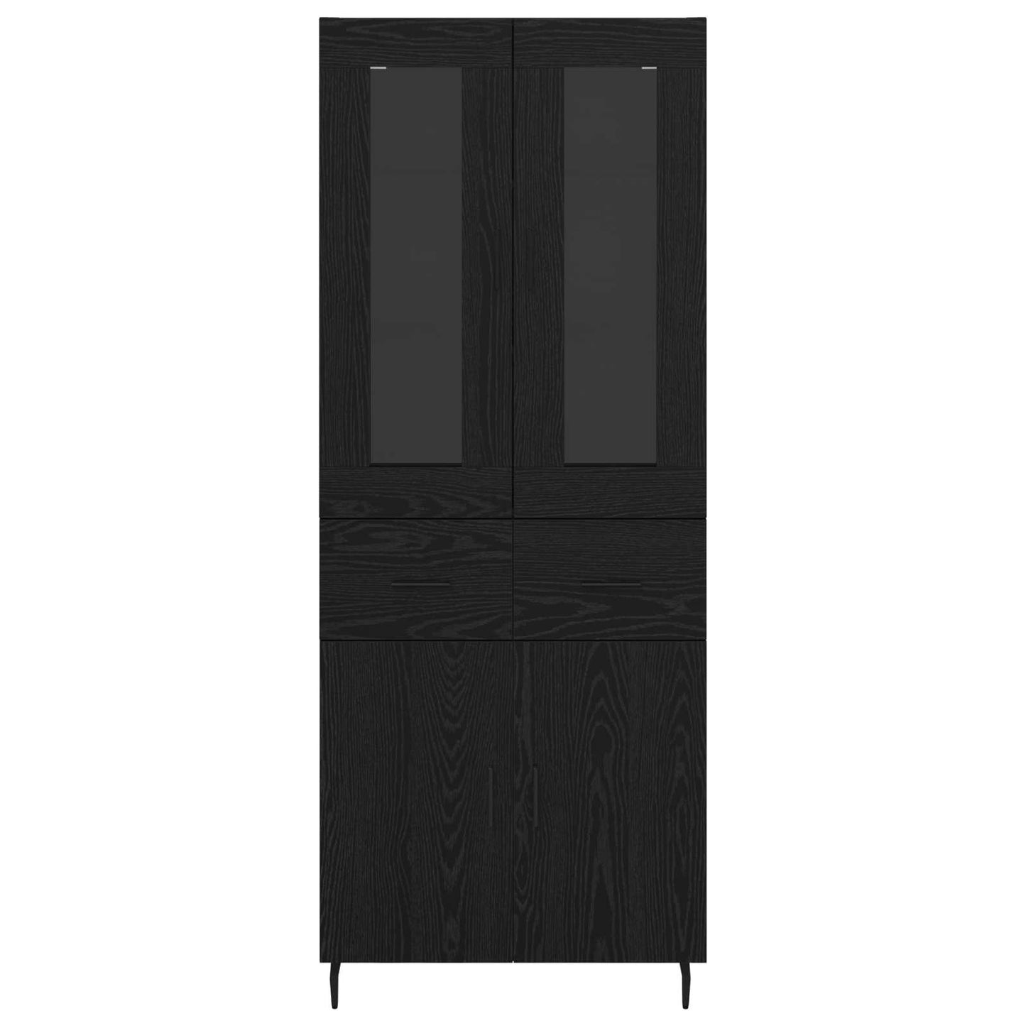 Highboard with Drawer 2 pcs Black Oak Engineered Wood