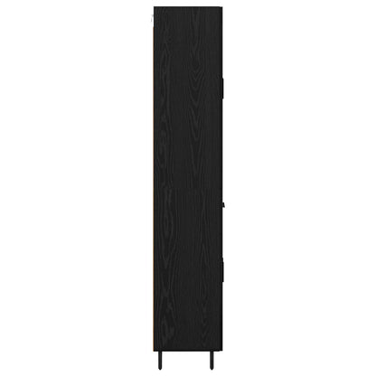 Highboard with Drawer 2 pcs Black Oak Engineered Wood