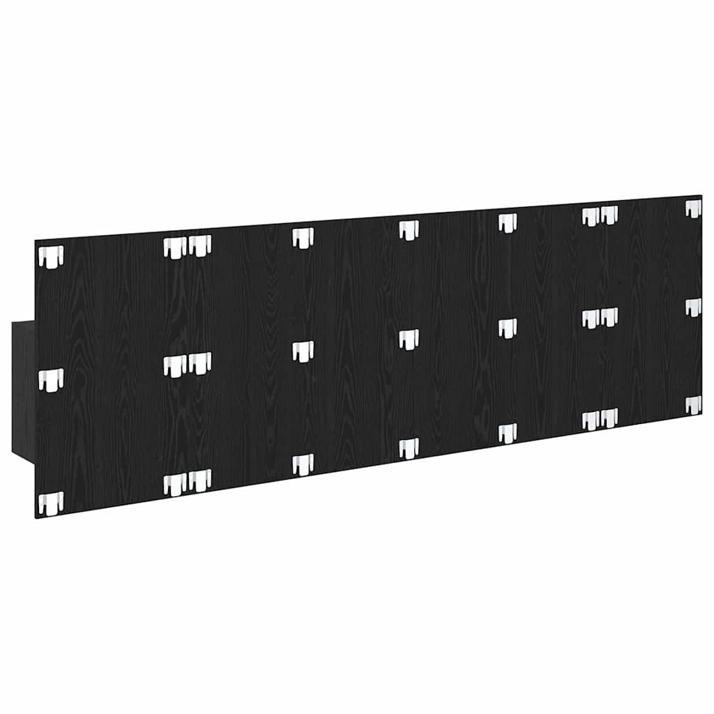 Headboard With Cabinet 3 pcs Black Oak Engineered Wood
