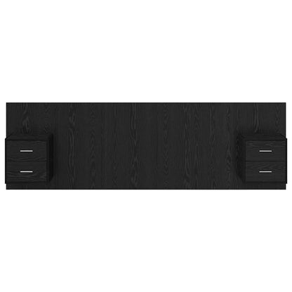 Headboard with Cabinet 3 pcs Black Oak Engineered Wood