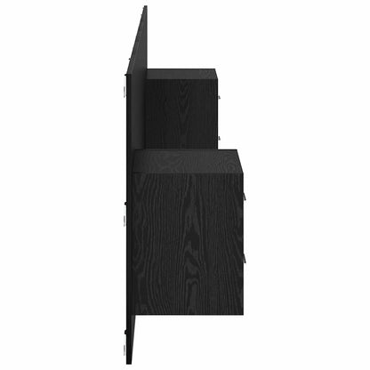 Headboard with Cabinet 3 pcs Black Oak Engineered Wood