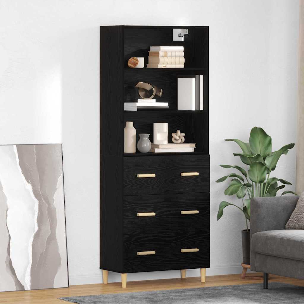 Highboard Black Oak 69.5 x 32.5 x 180 cm Engineered Wood