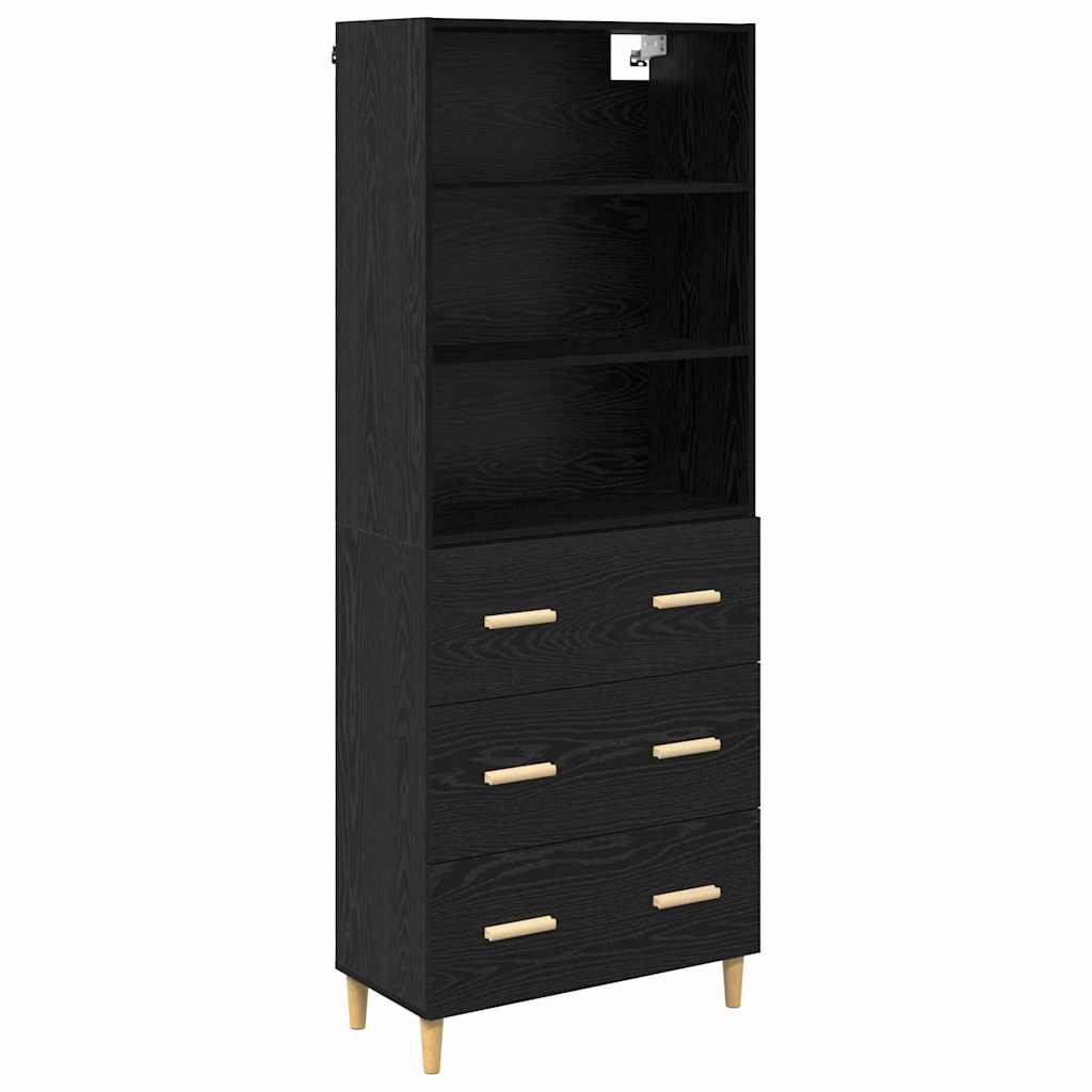 Highboard Black Oak 69.5 x 32.5 x 180 cm Engineered Wood