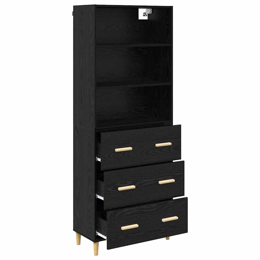 Highboard Black Oak 69.5 x 32.5 x 180 cm Engineered Wood